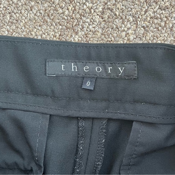 Theory Black Trouser Straight Leg Pants Size 0 Wool - Picture 7 of 11